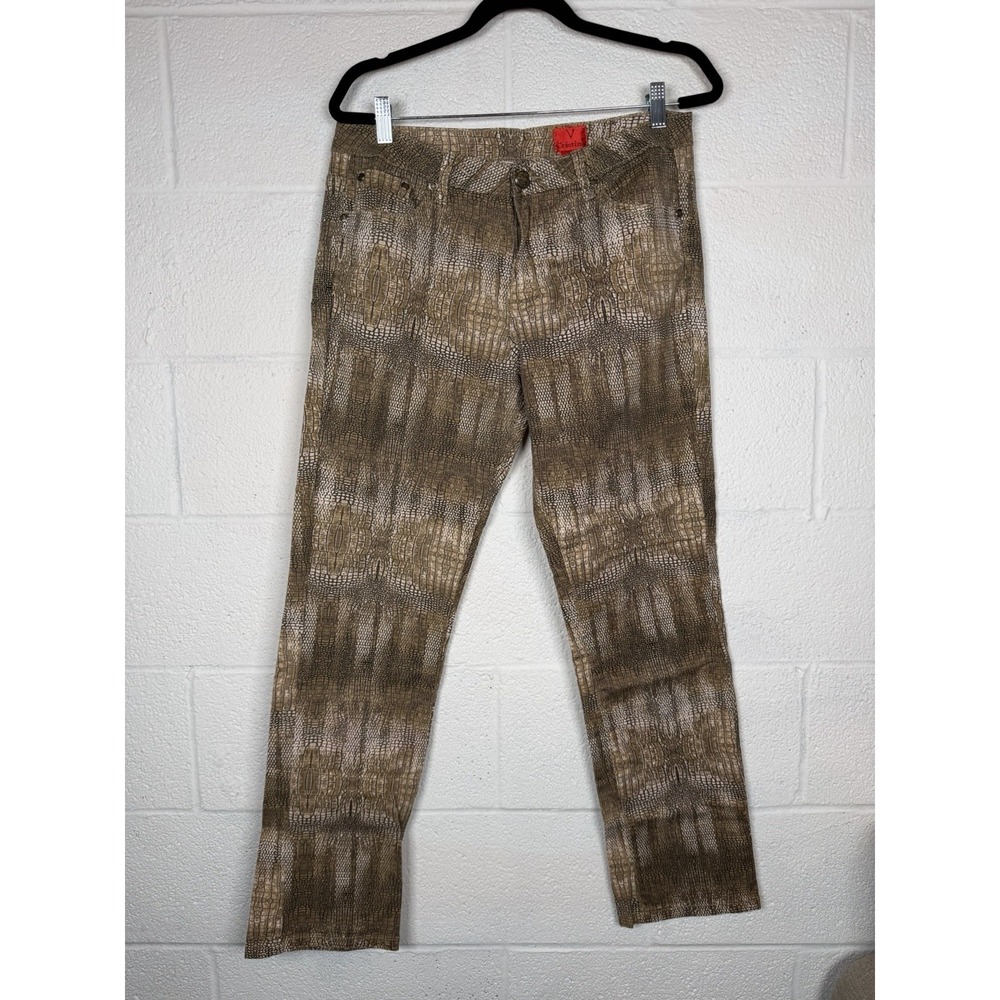 V Cristina Brown Patterned Ankle Pants
